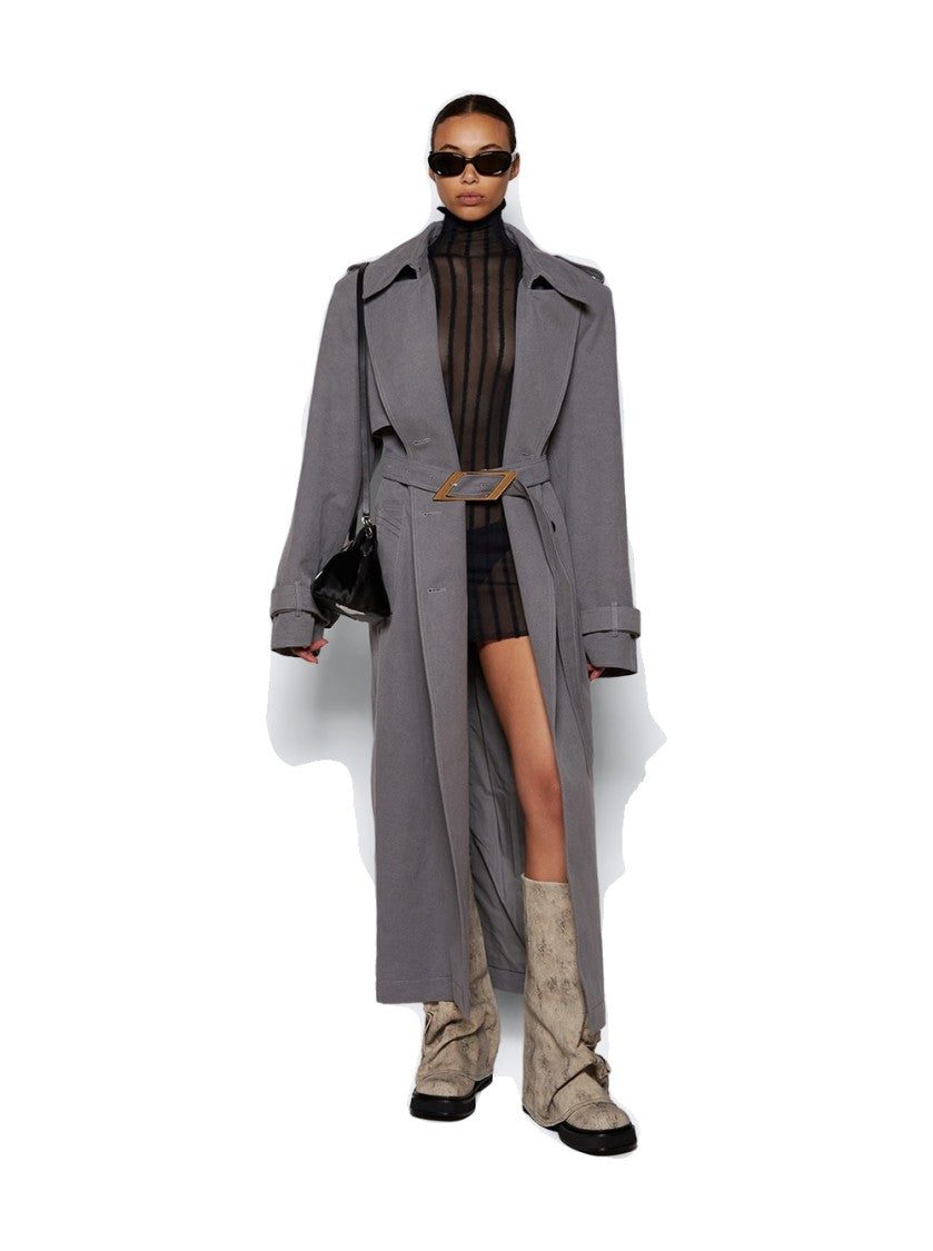 The Attico Semi-Sheer Knitted Ribbed Mini Dress Black