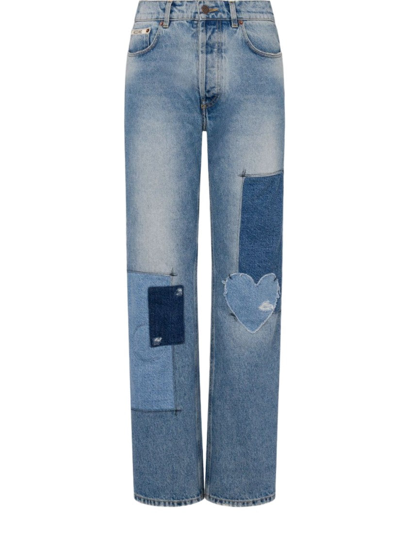 Moschino High-Rise Denim Trousers With Patchwork Detailing
