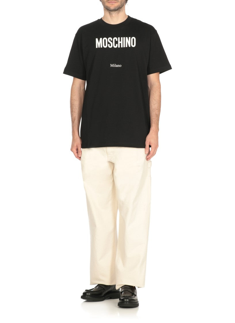 Moschino Contrasting Logo Black Cotton T-Shirt