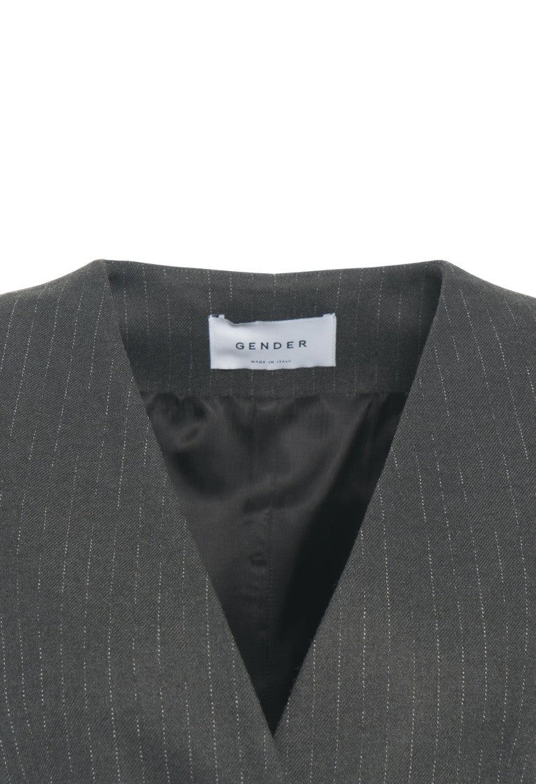 Gender Pinstripe Tailored Waistcoat With V-Neck