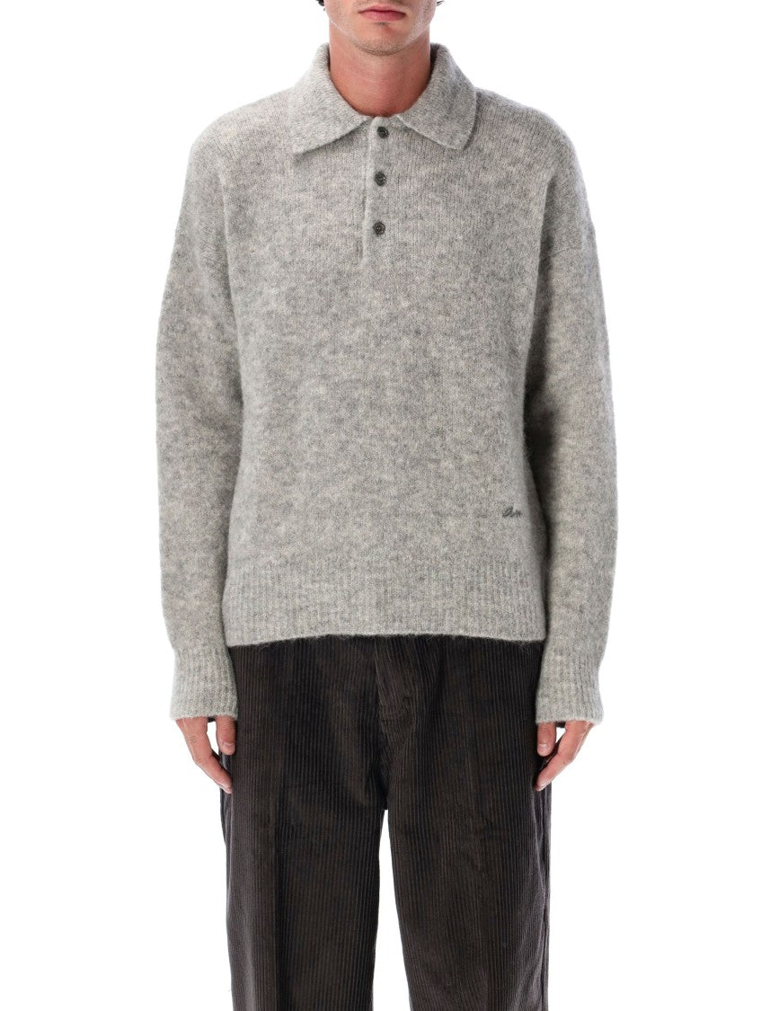 Ami Grey Wool And Alpaca Polo Sweater