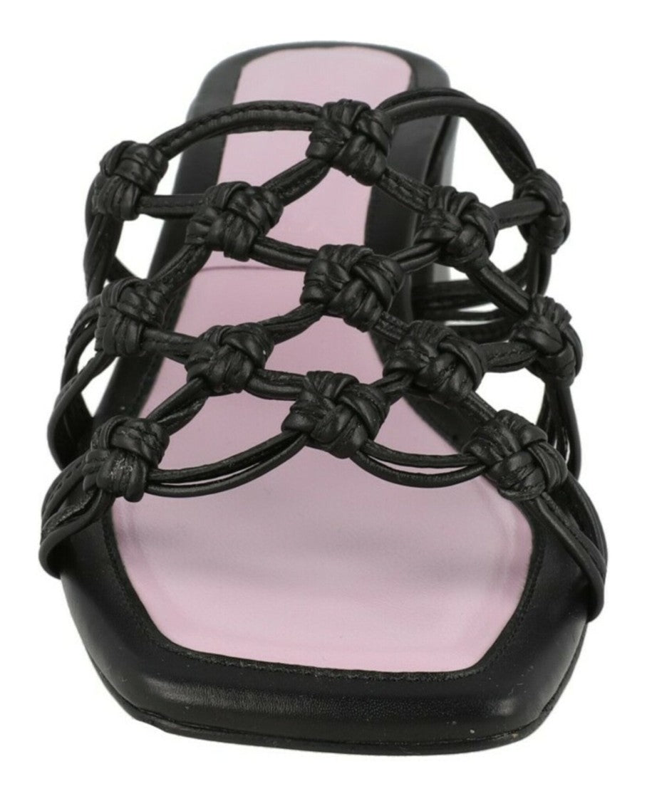 By Far Marsha Knotted Leather Mule Sandals