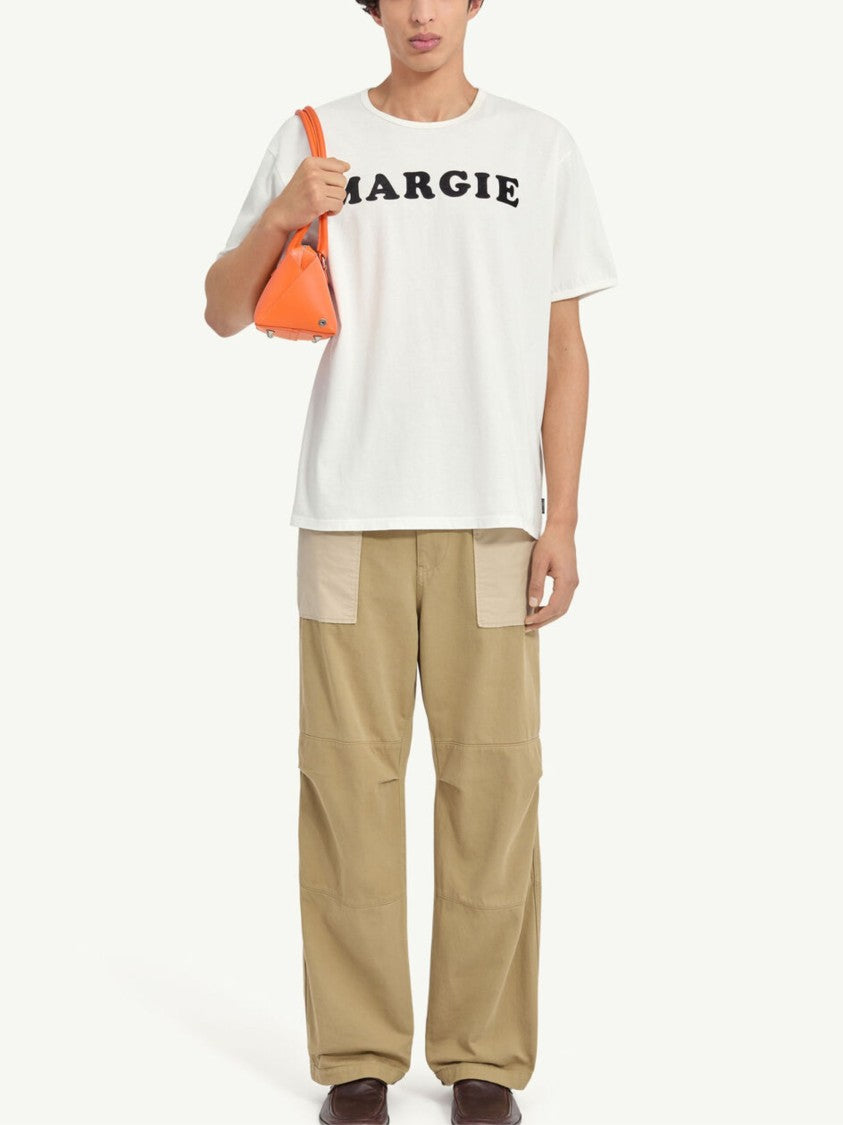 Mm6 By Maison Margiela White Crew Neck Printed Cotton T-Shirt