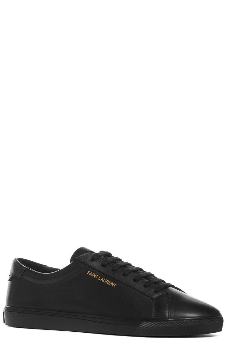 Saint Laurent Smooth Leather Low-Top Sneakers With Subtle Gold Branding