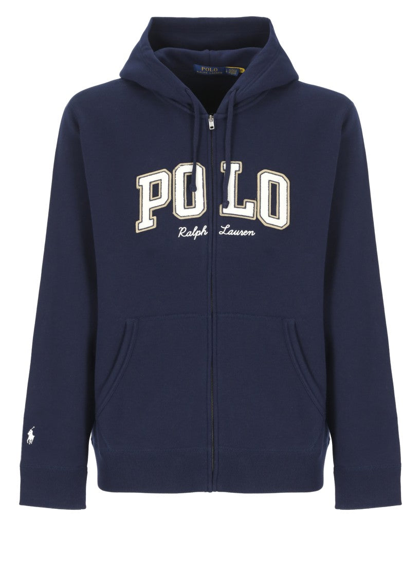 Polo Ralph Lauren Logo-Embellished Blue Cotton Hoodie