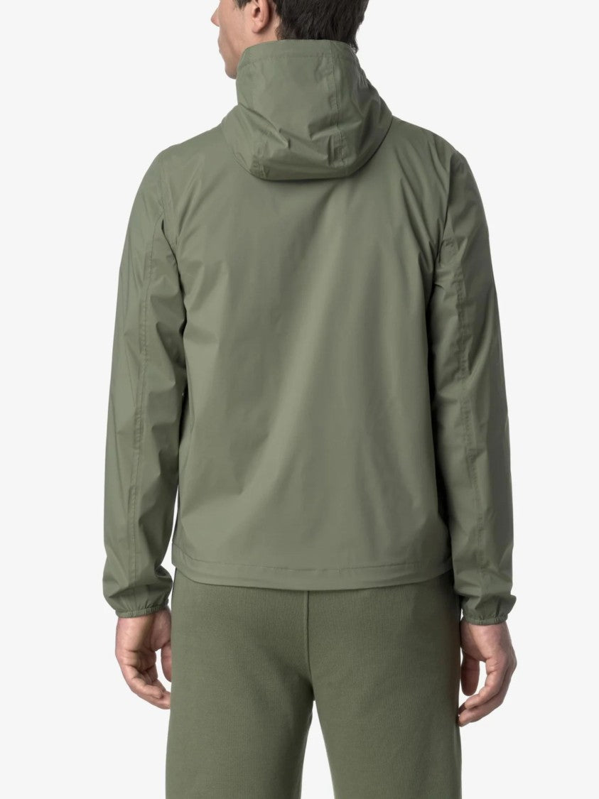 K-Way Green Stretch Nylon Hooded Jacket