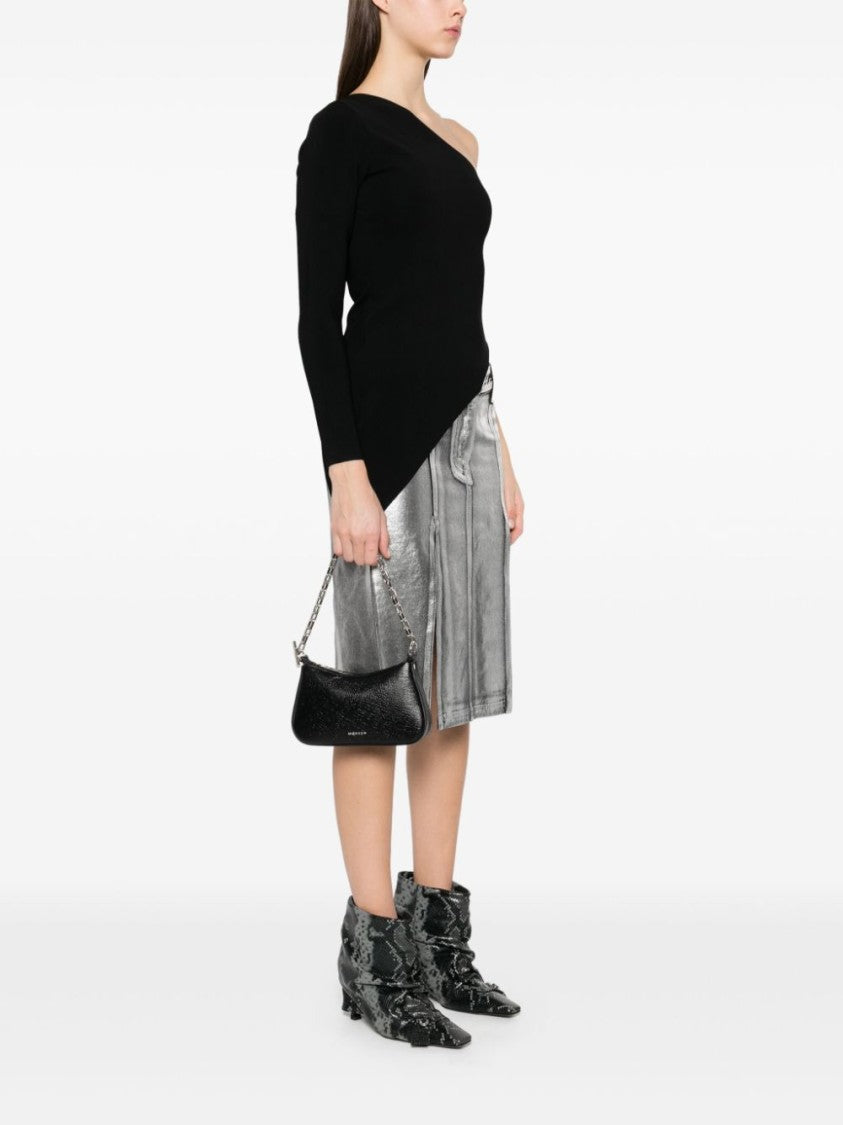 Alexander Mcqueen Textured Black Shoulder Bag With Chain Strap