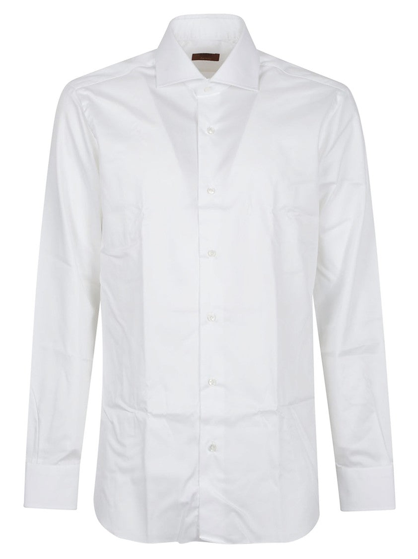 Barba Napoli White Cotton Long-Sleeve Shirt