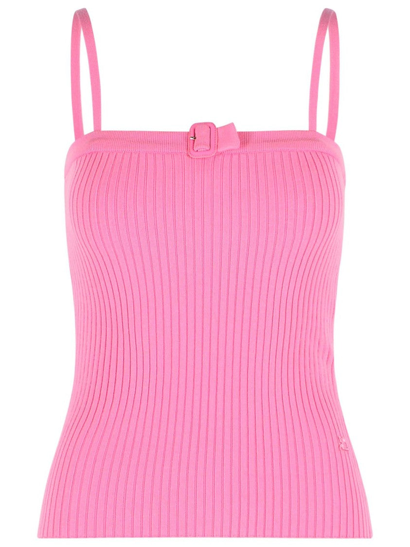 Courrèges Buckle' Tank Top In Pink Viscose Blend