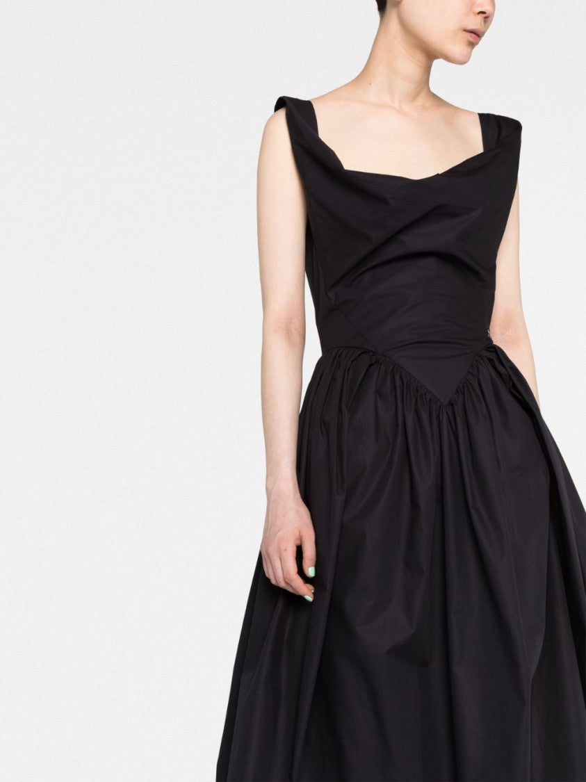 Vivienne Westwood Corset-Style Black Cowl Neck Midi Dress