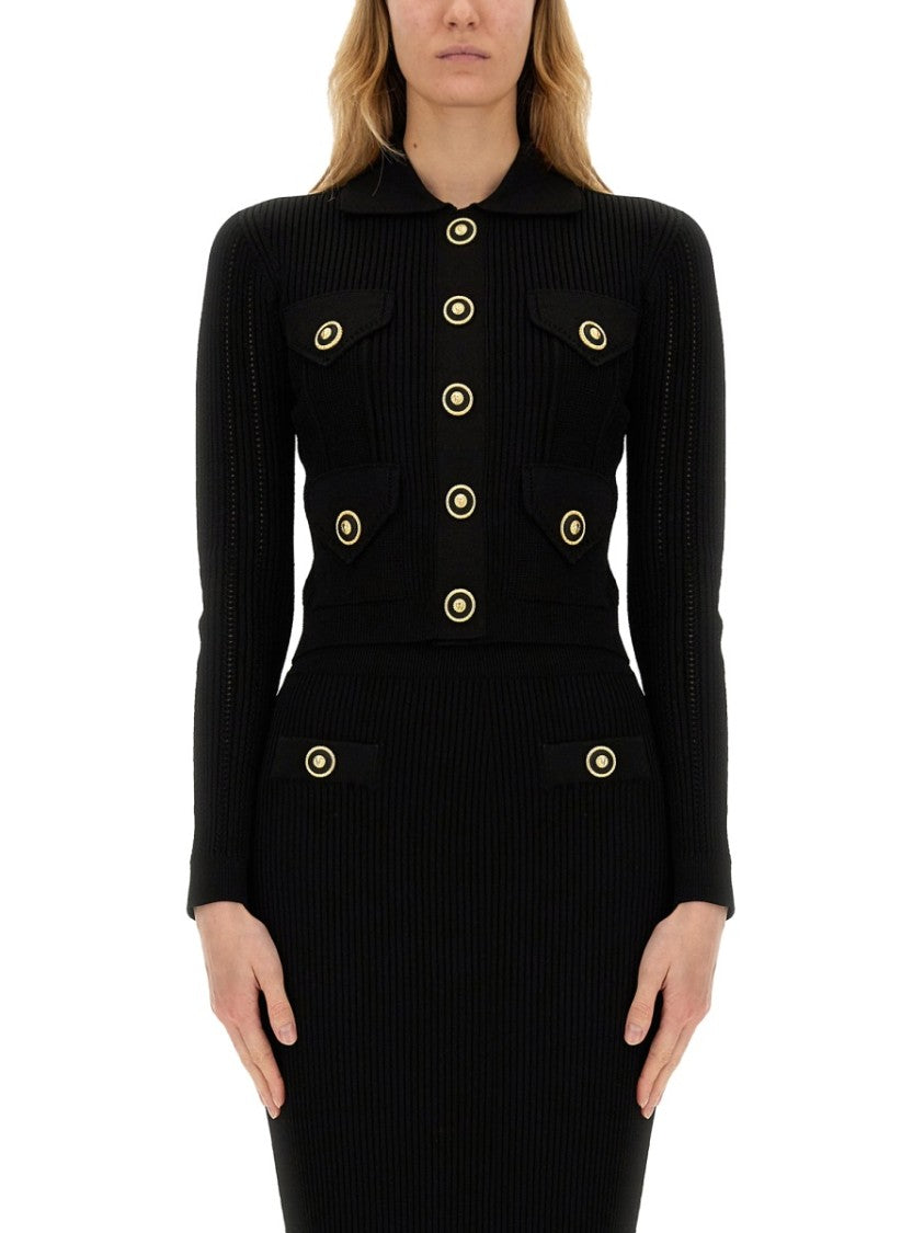 Balmain Fitted Black Knitted Cardigan