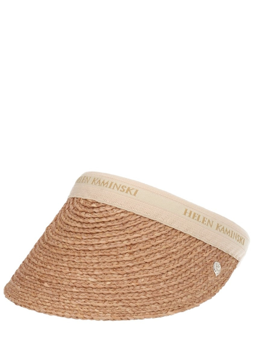 Helen Kaminski Woven Raffia Visor Hat With Curved Brim