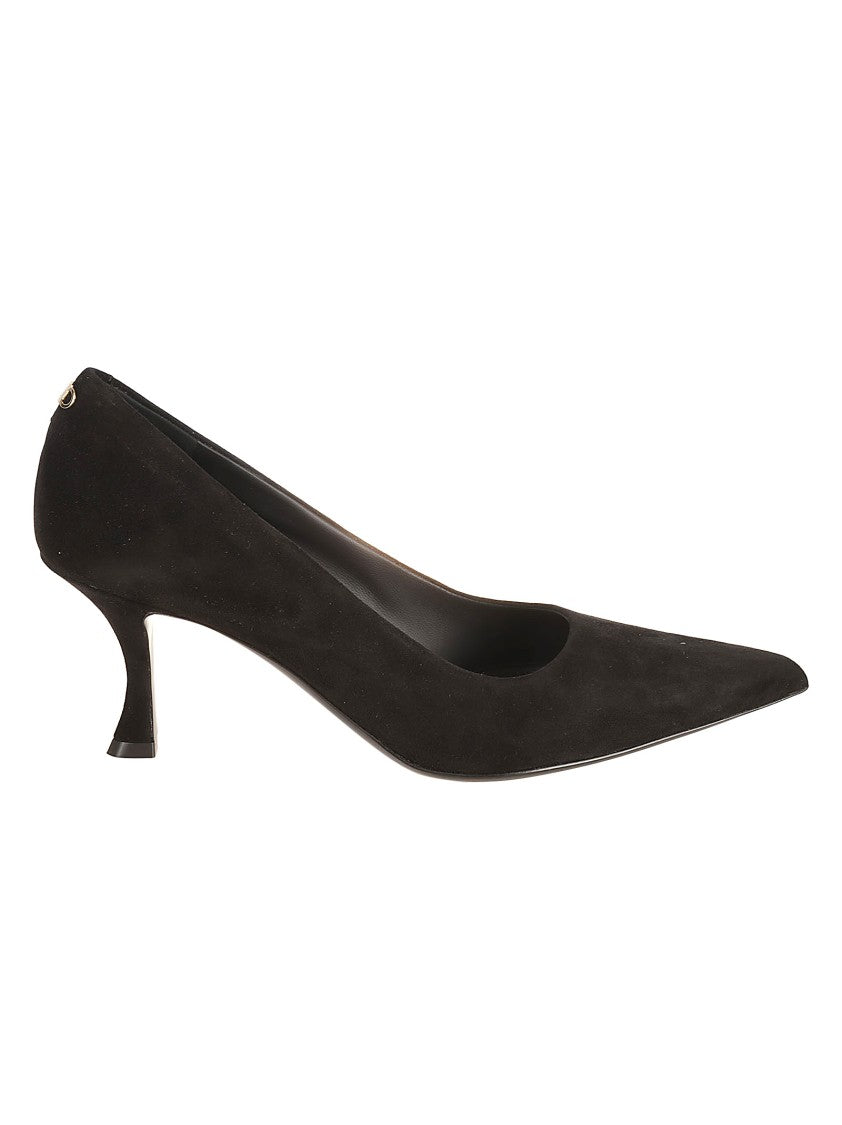Ferragamo Pointed Toe Black Pumps With Curved Heel