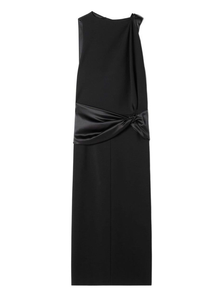 Midi Dress In Jersey And Satin For Women - Black - Size 36