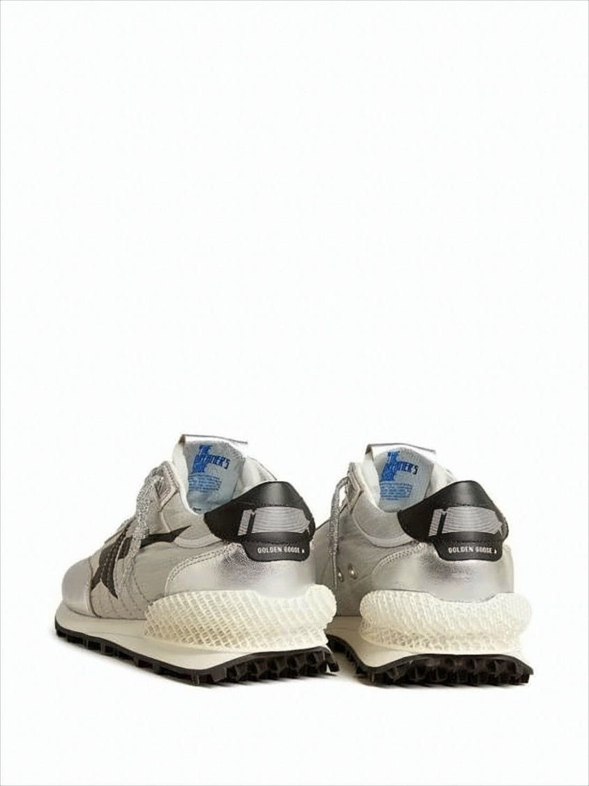 Golden Goose Metallic Silver Sneakers With Contrasting Detailing