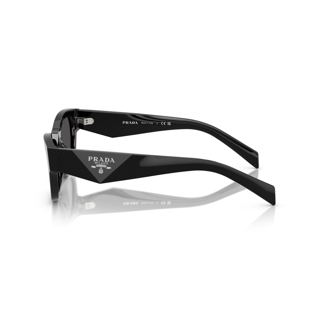 Prada 0Pr B09s Bold Rectangular Frame Black Acetate Sunglasses