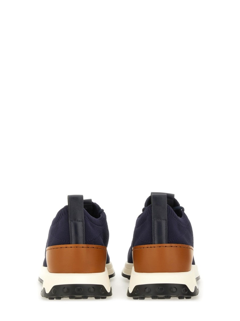 Tod's Socks-Style Navy Leather Accent Sneakers
