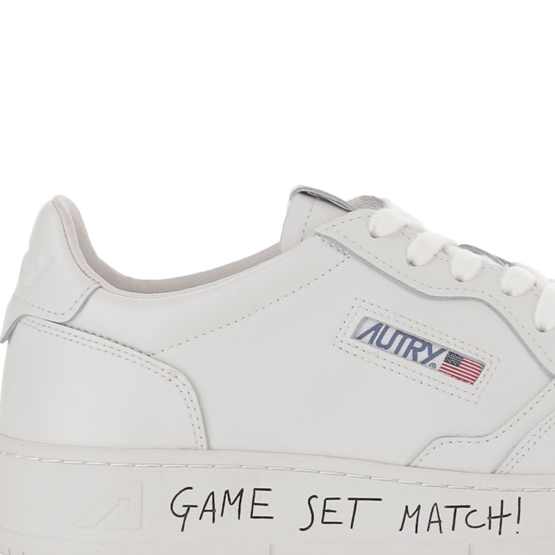 Autry Graffiti-Embellished White Leather Sneakers