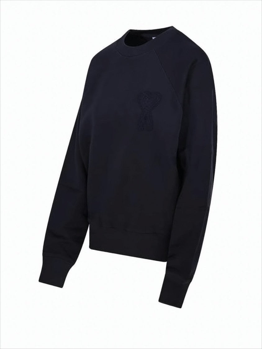Ami Relaxed-Fit Long-Sleeve Cotton Sweatshirt With Embroidered Logo