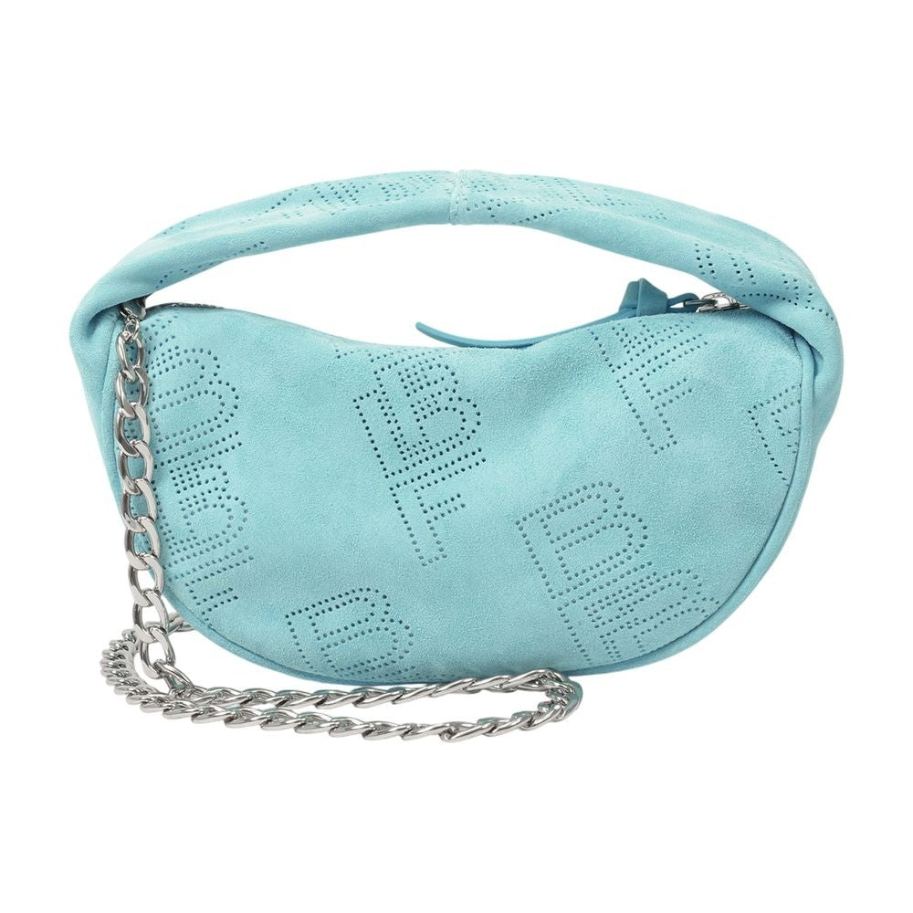 By Far Sky Blue Leather Mini Curved Rectangular Bag