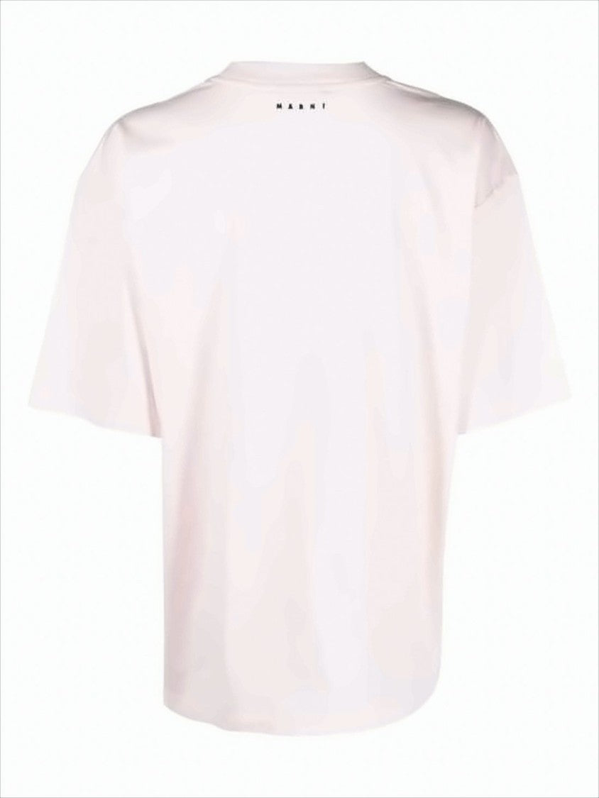 Marni Graphic Print Light Pink Cotton T-Shirt