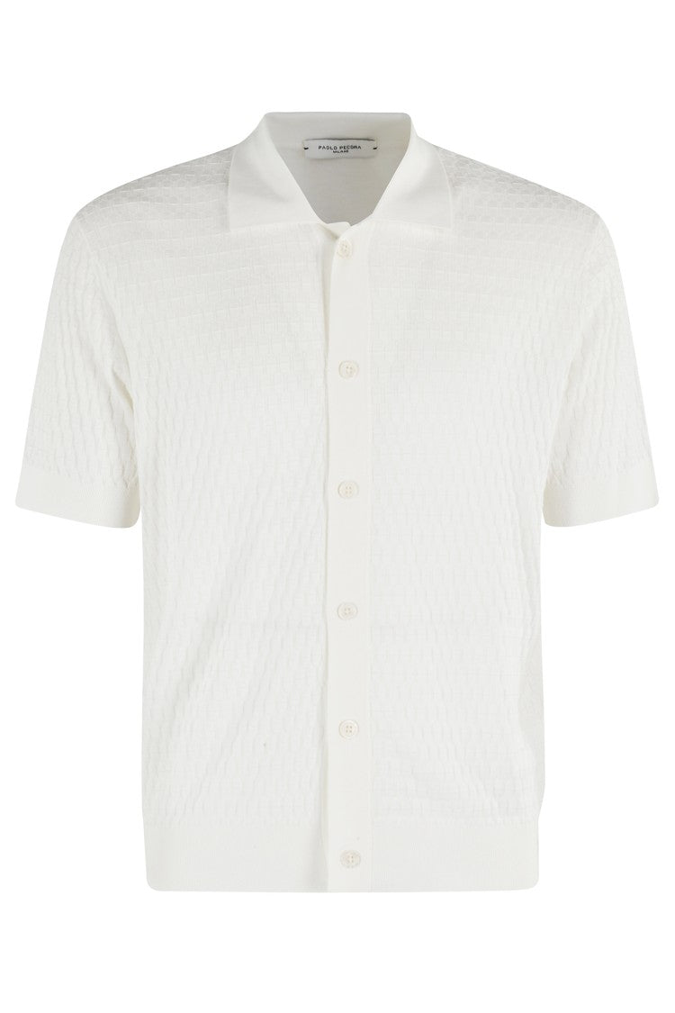 Paolo Pecora Short-Sleeved Knit Shirt With Classic Collar