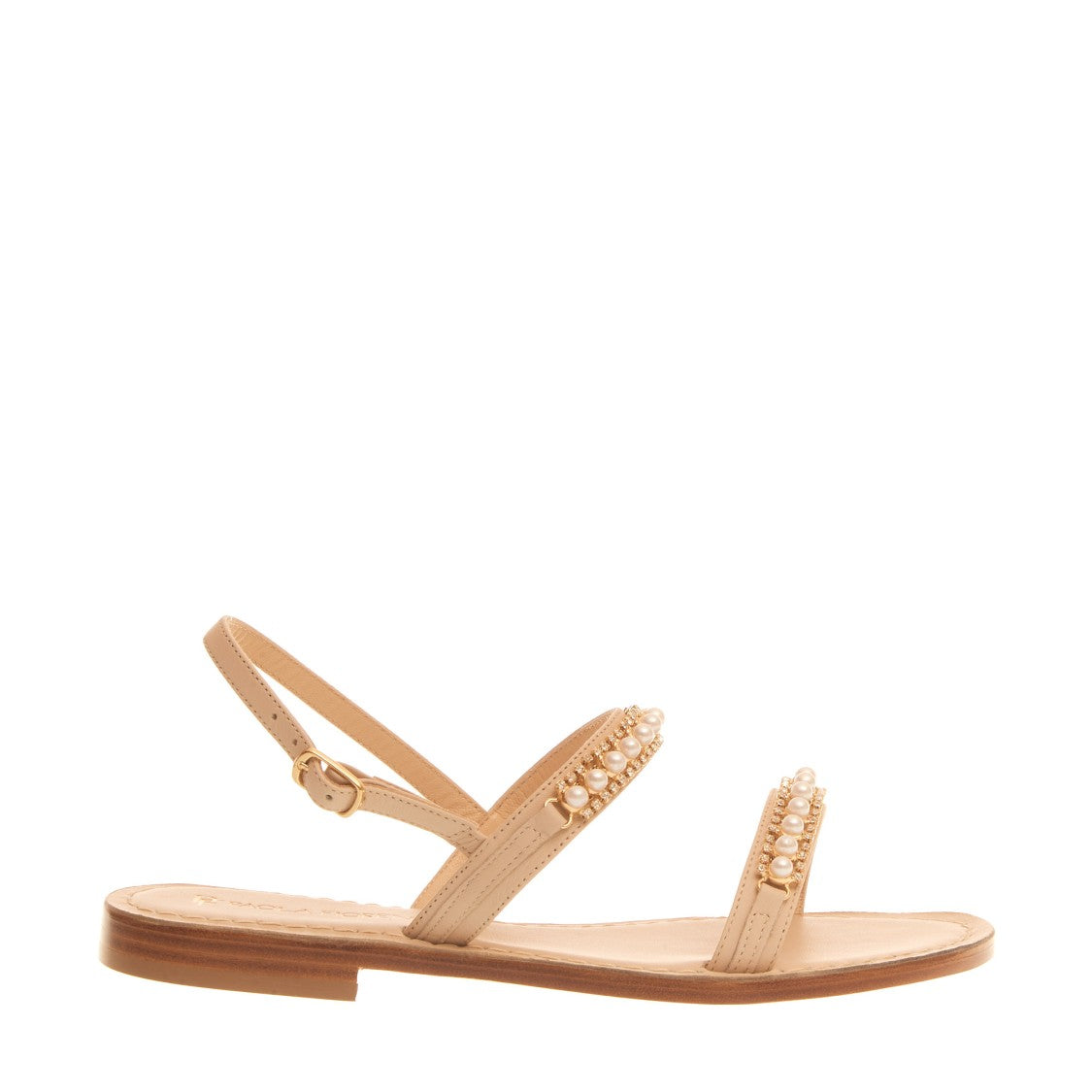 Paola Fiorenza Sandalo In Pelle Con Perle