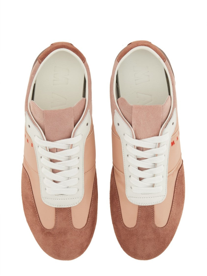 Marni Leather Sneaker With Textured Overlays