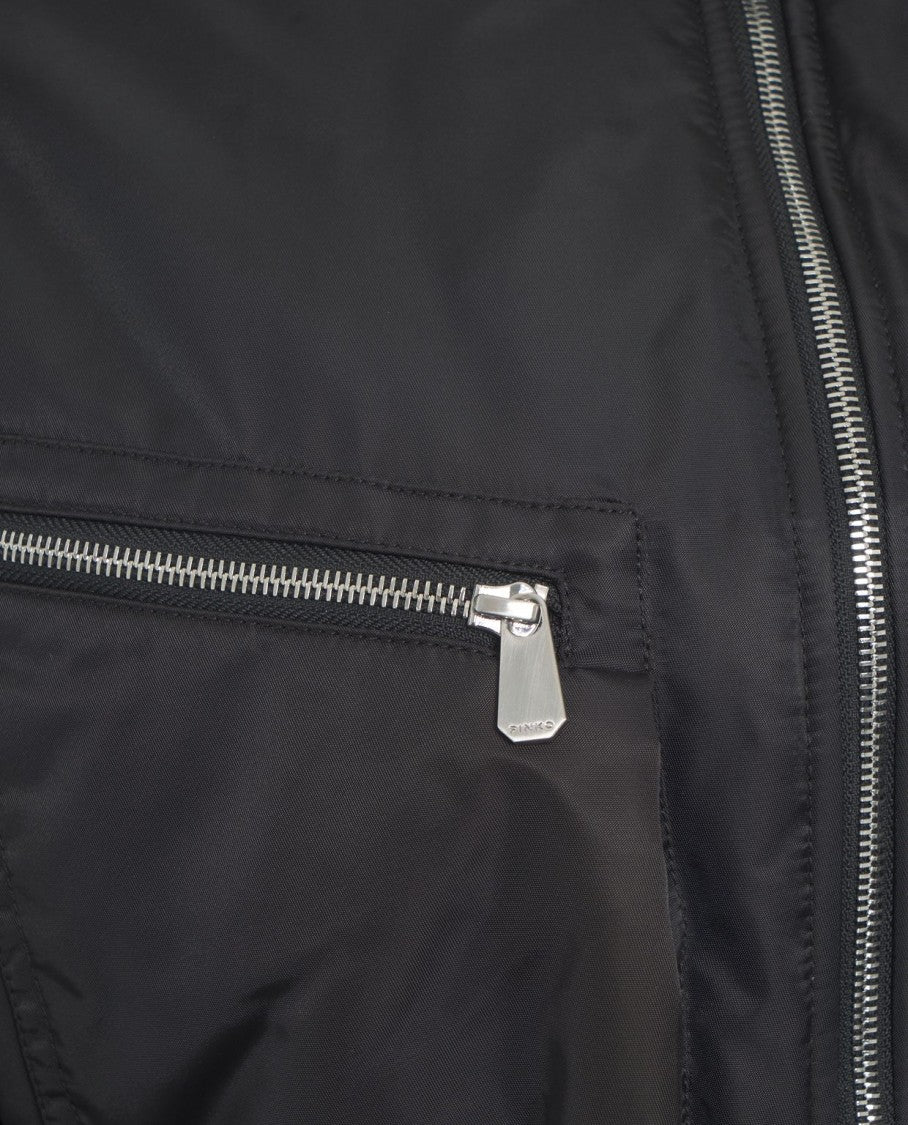 Pinko Cropped Bomber Jacket With Gathered Sleeves