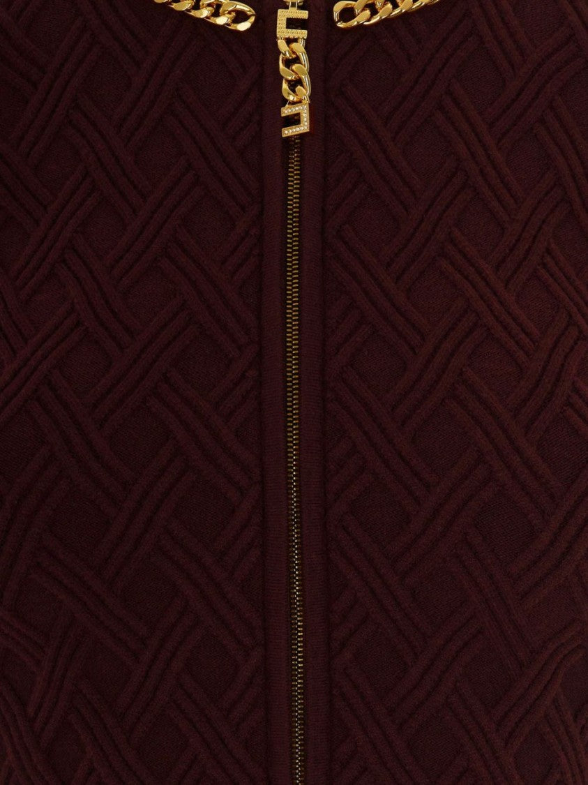 Elisabetta Franchi Bordeaux Textured Knit Sweater