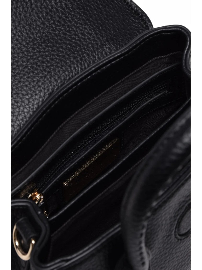 Ermanno Firenze Textured Polyurethane Shoulder Bag With Metallic Logo And Patterned Scarf