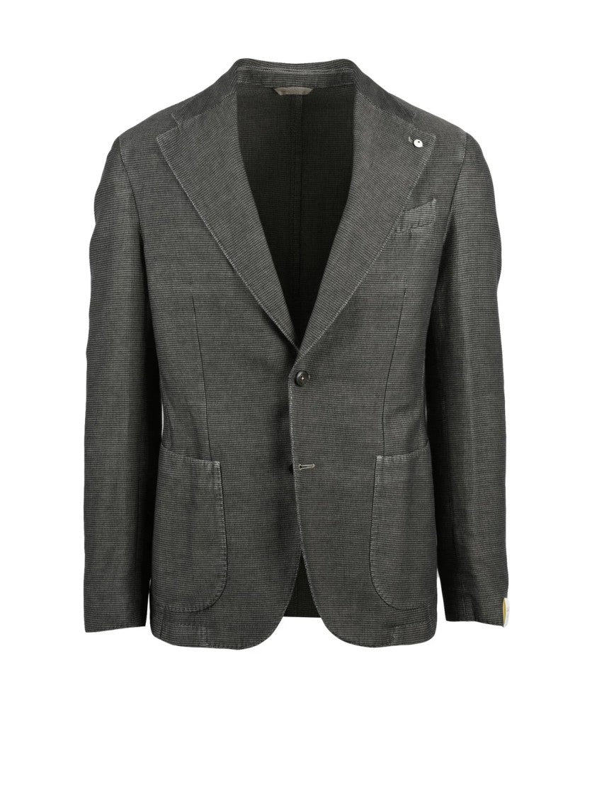 L.B.M. 1911 Brown Linen Cotton Rounded Jacket