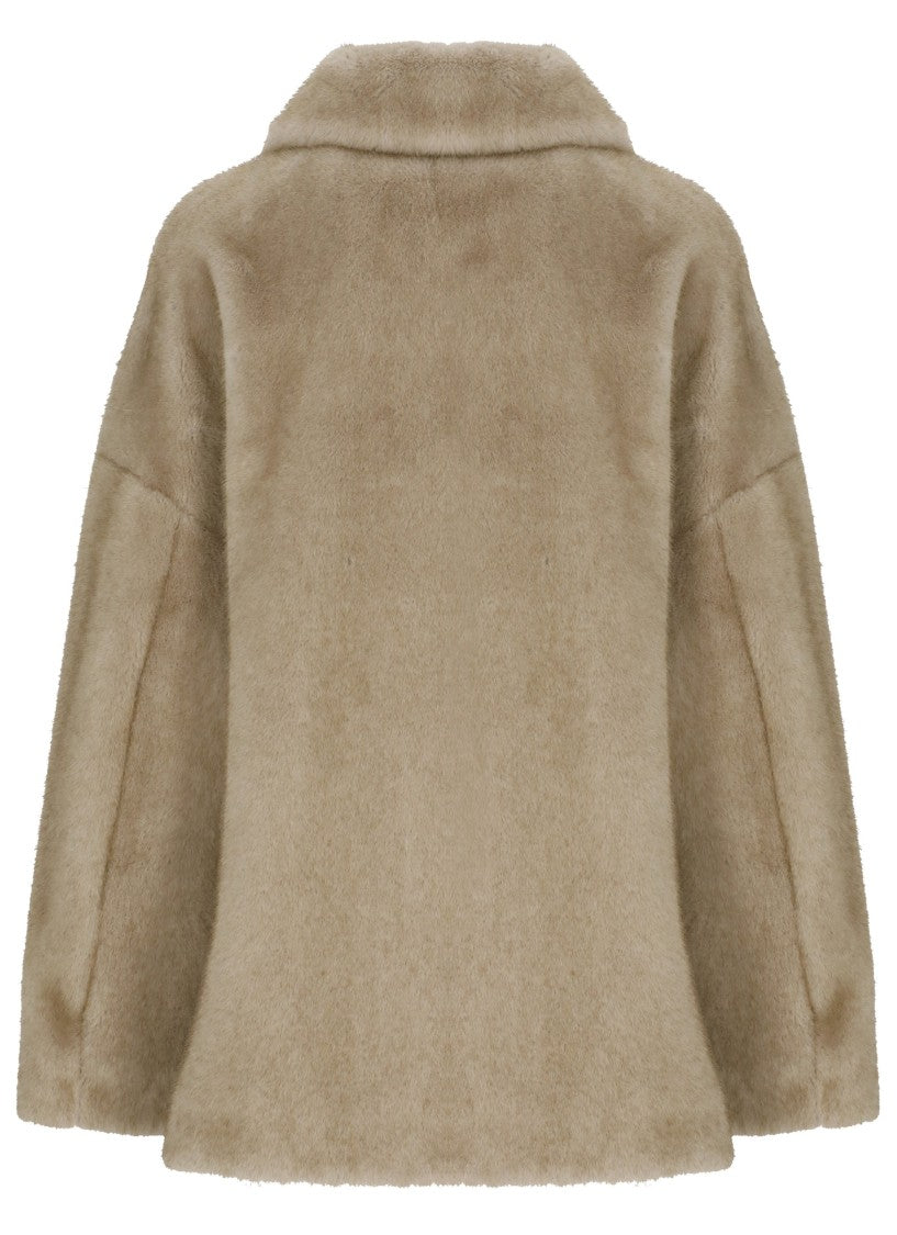 Herno Beige Faux Fur Coat
