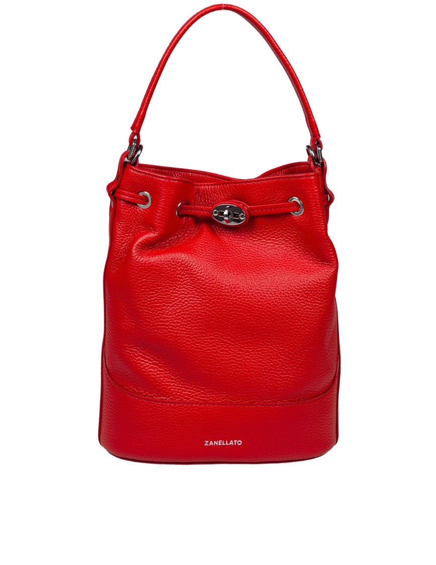 Zanellato Red Monda' Daily Day S Leather Bucket Bag