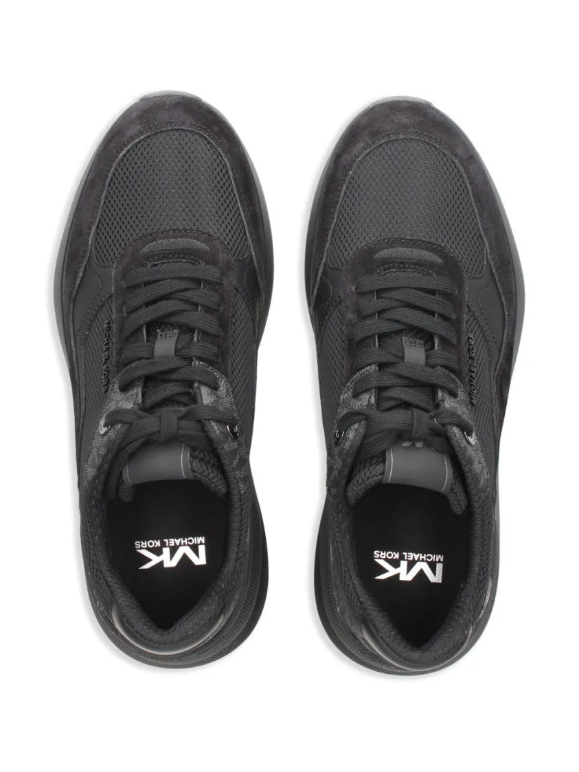 Michael Kors Textured Leather And Mesh Trainers