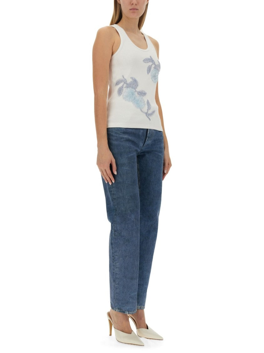 Bottega Veneta Intricate Embroidered Slim Fit Cotton Top