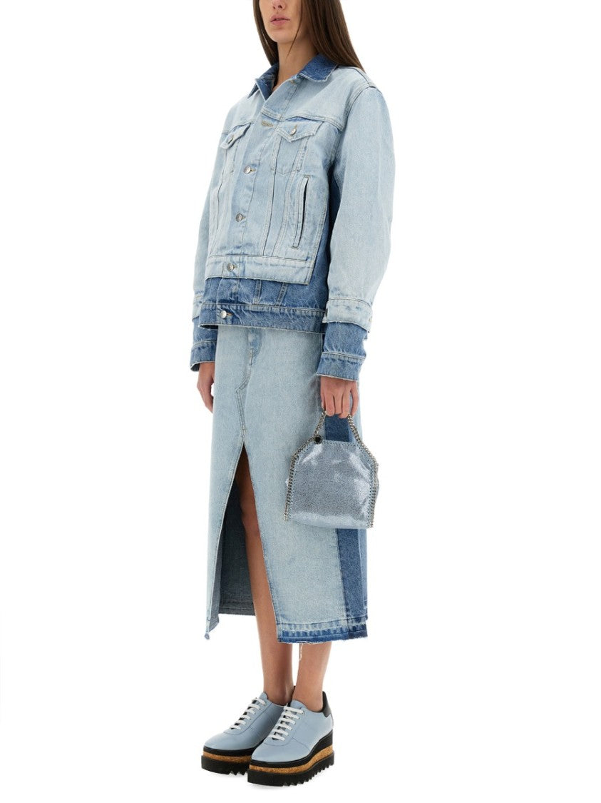 Stella Mccartney Denim Skirt With Contrasting Panel