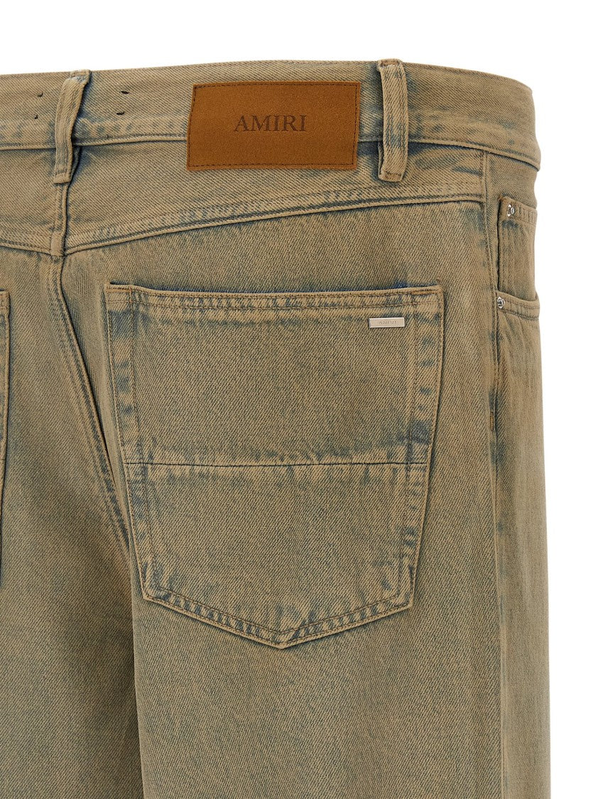 Amiri Overdyed Cotton Denim Wide Leg Jeans