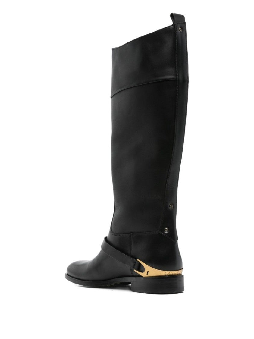 Golden Goose Knee-High Ankle Boots With Gold-Tone Buckle Detail