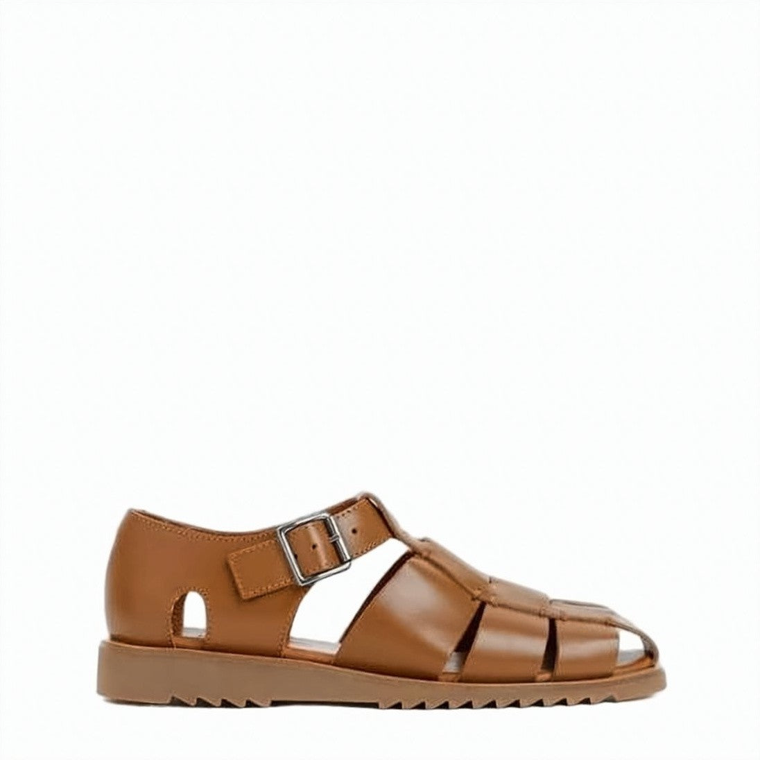 Paraboot Closed-Toe Leather Strapped Sandals With Rubber Sole