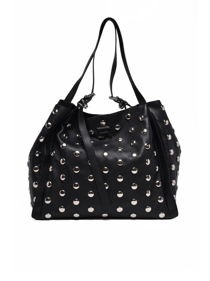 Ermanno Firenze Vera Studded Shoulder Bag With Magnetic And Zip Closure