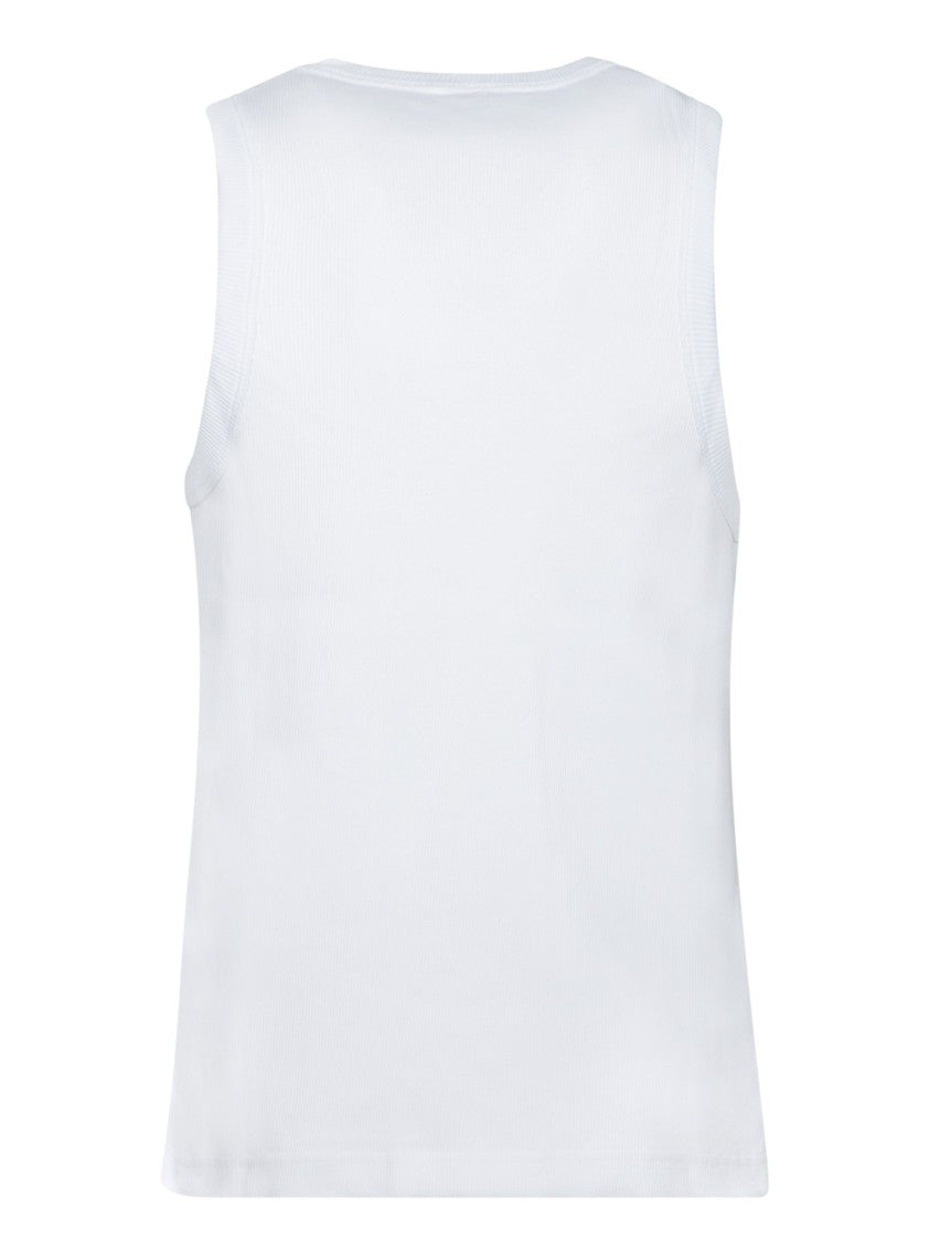 Wales Bonner Sleeveless Cotton Sweater With Ribbed Texture And Embroidered Logo
