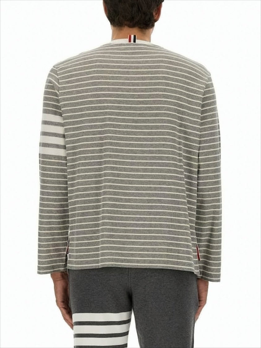 Thom Browne Horizontal Striped Long-Sleeve Shirt With Distinctive Sleeve Detail