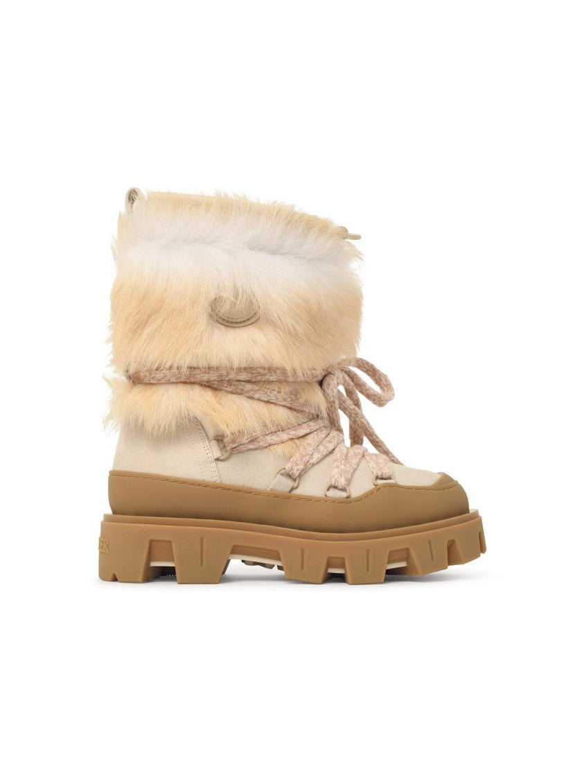 Moncler 'Peak Apres' Ivory White Suede Boots