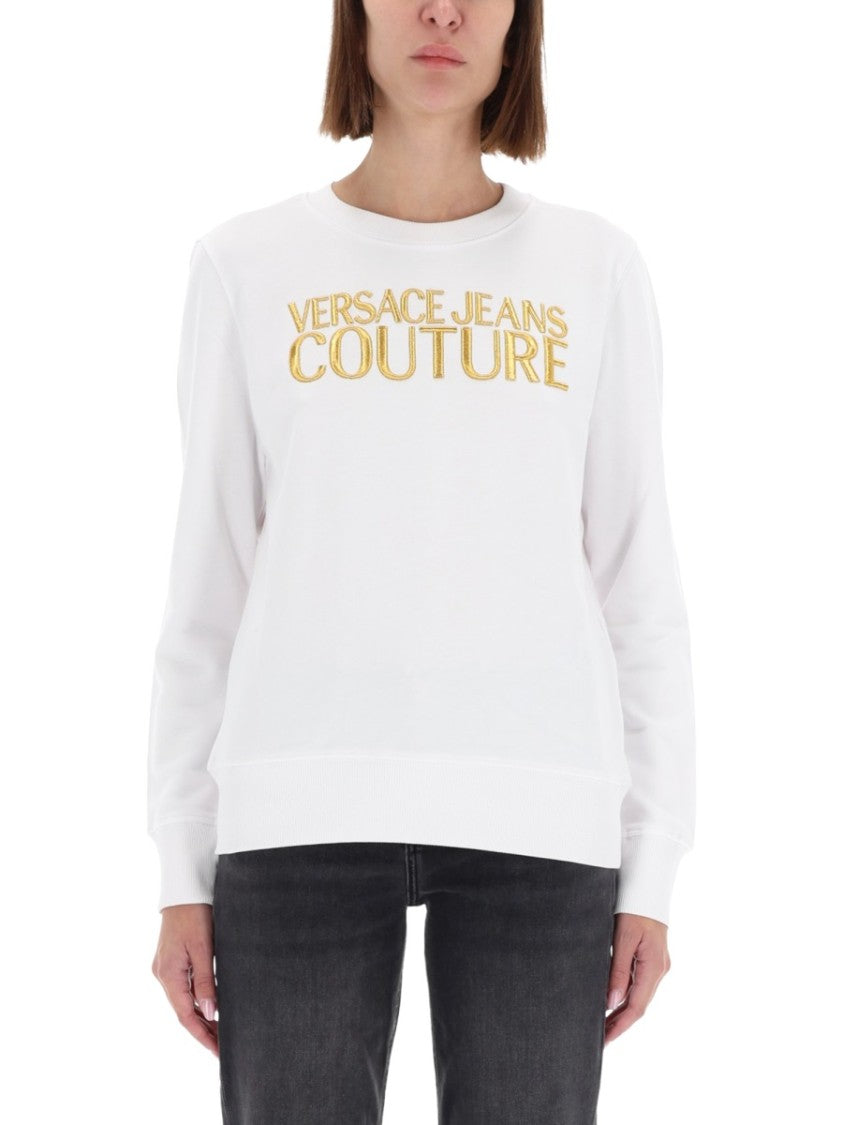 Versace Jeans Couture White Bold Gold Logo Sweatshirt