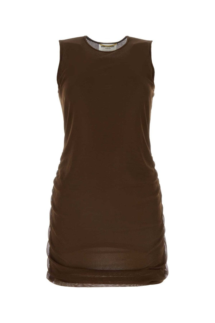 Saint Laurent Chocolate Tulle Mini Dress