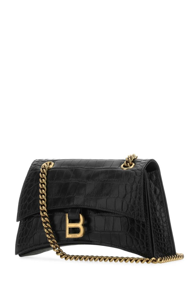 Balenciaga Black Leather Crush S Shoulder Bag