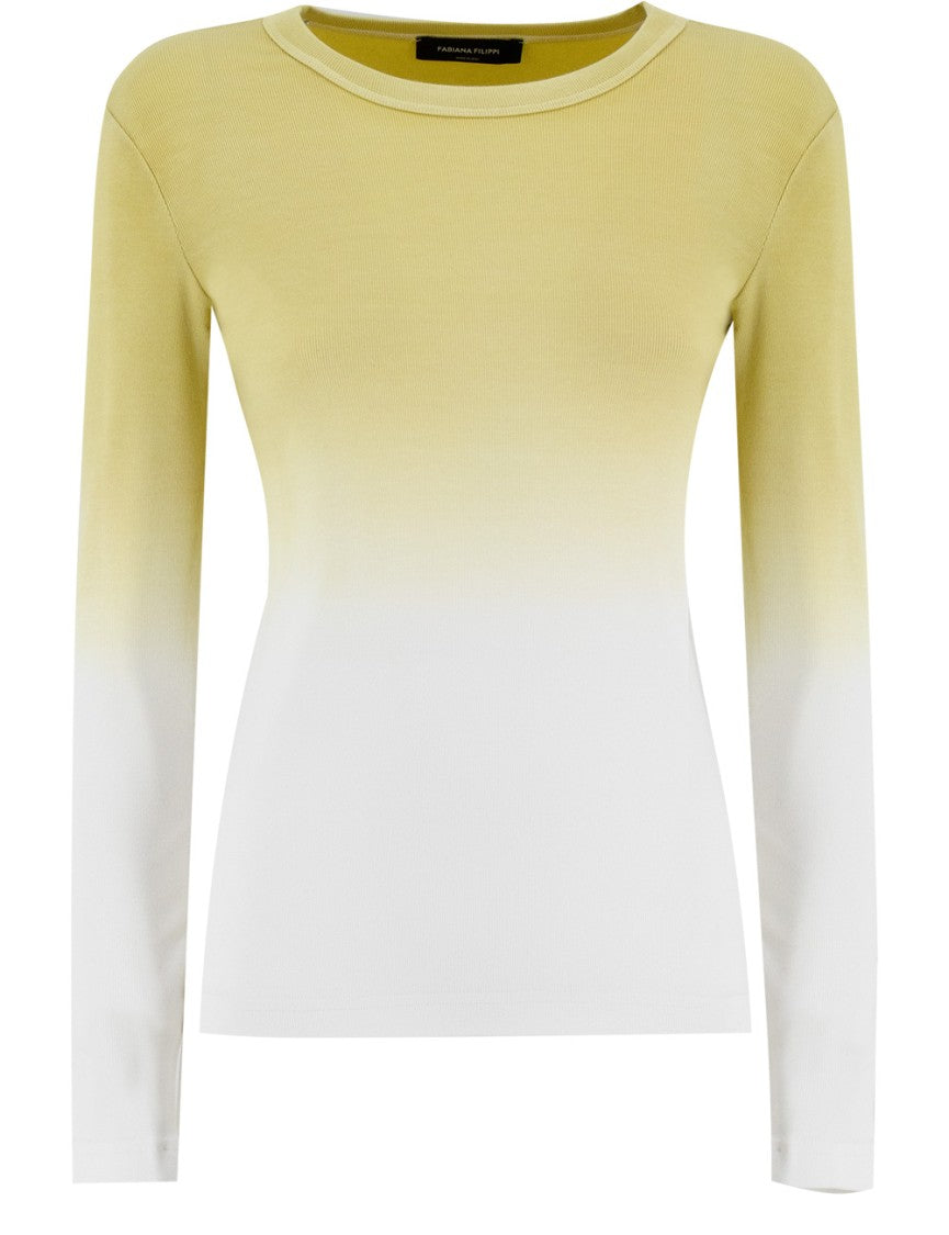 Fabiana Filippi Slim Fit Cotton Sweater With Shaded Print