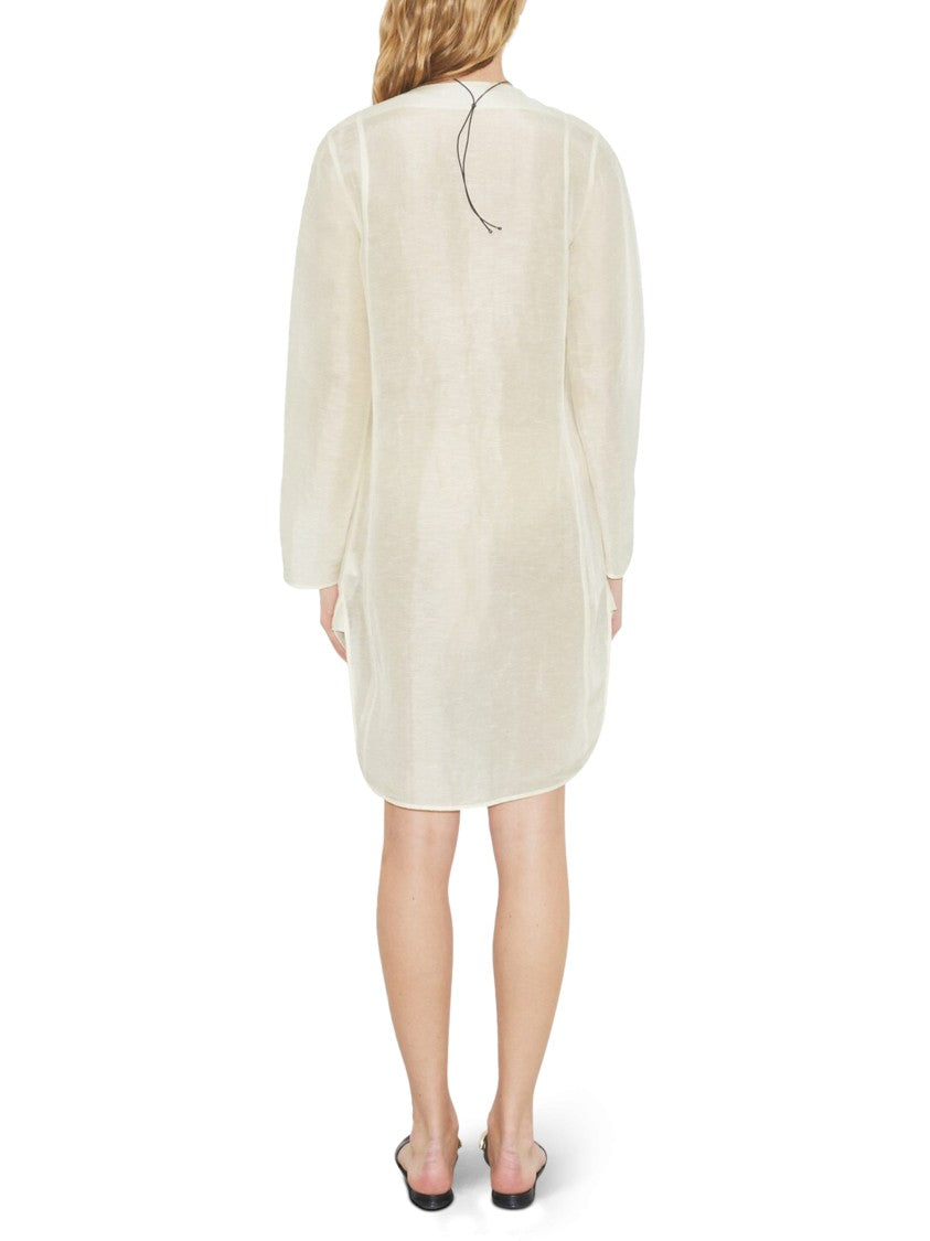 Tory Burch Silk Linen Tunic Dress With Subtle Ribbed Detail