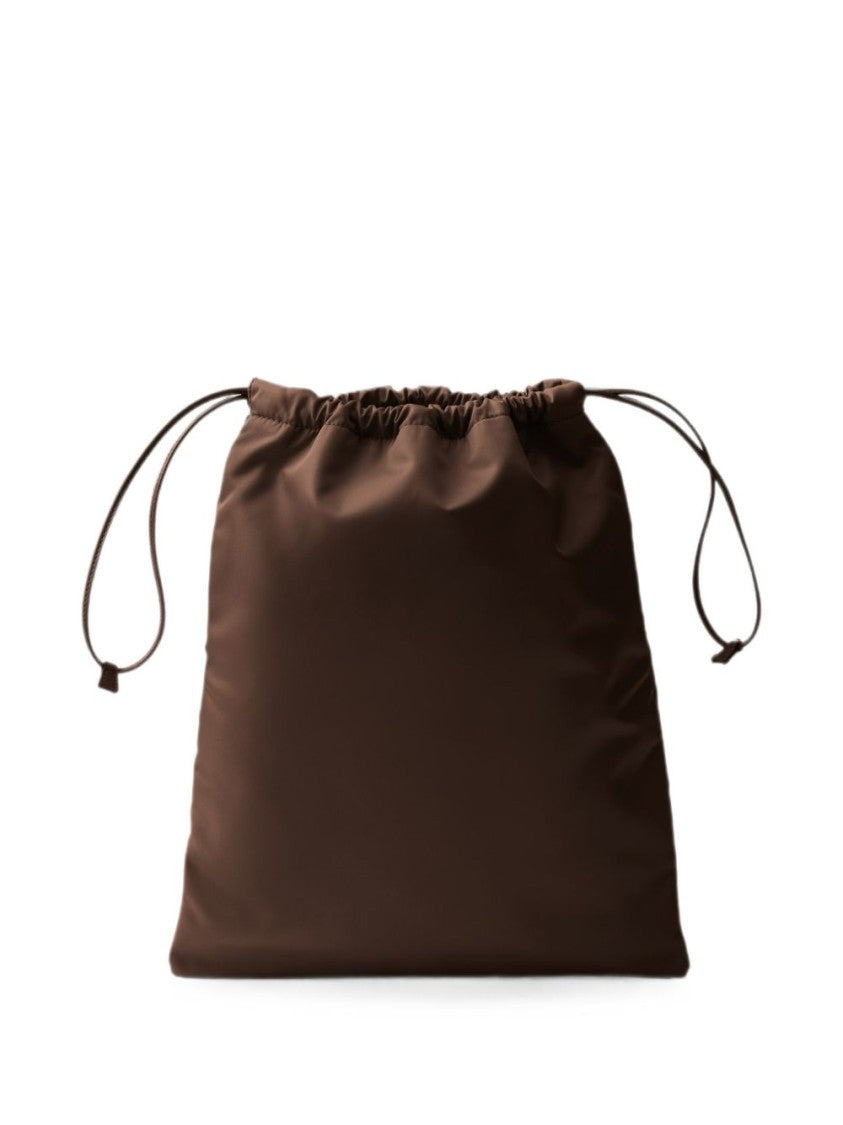 Prada Brown Minimalist Drawstring Leather Accent Tote Bag
